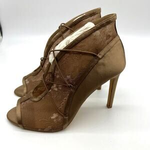 G.I.L.I. Women Heel Size 10 M Peep Toe Elastic Front Booties Kaarina Nude